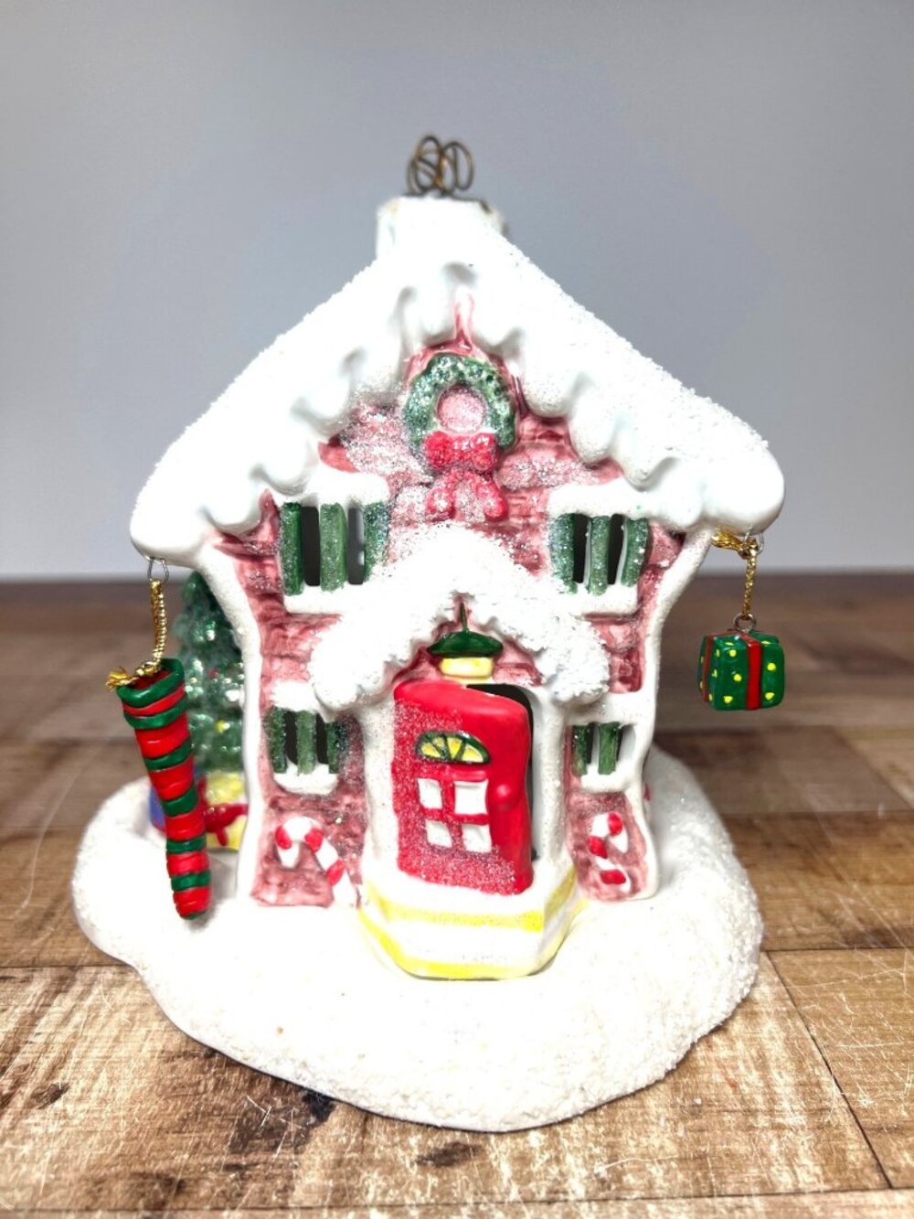 Sears Whole Home Holiday Handpainted Christmas Tealight Candle Holder Snowy Hous